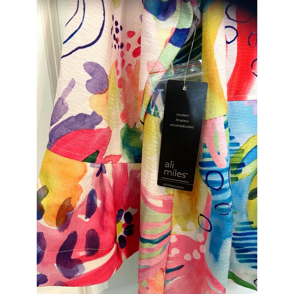 Ali Miles Artsy Floral Wire Collar Button Front Jacket XL 1X NWT Art to Wear - Picture 4 of 4